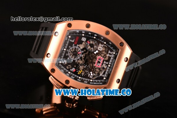 Richard Mille RM005 FM Asia Automatic Rose Gold Case with Skeleton Dial and Black Inner Bezel - Click Image to Close